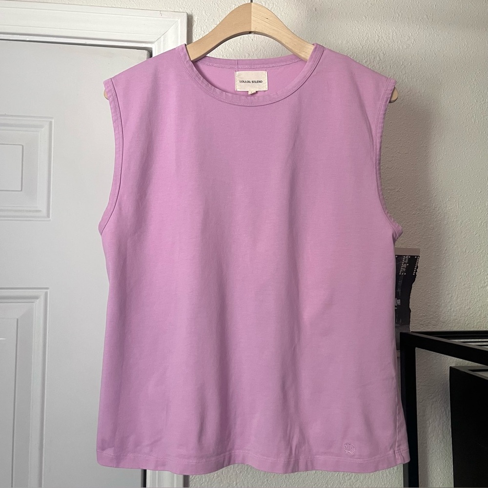 LOULOU STUDIO lavender purple pima cotton sleeveless‎ cropped tank top